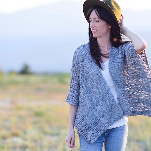 Kimono Knitting Pattern, Easy Knit Cardigan Pattern, Summer Knitting Pattern, Easy Knit Sweater Pattern, Light, Drop Stitch