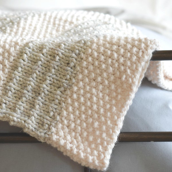 Easy Knit Blanket Pattern, Simple Throw Blanket Knitting Pattern, Modern Knit Blanket Pattern, Pretty Blanket Knitting Pattern