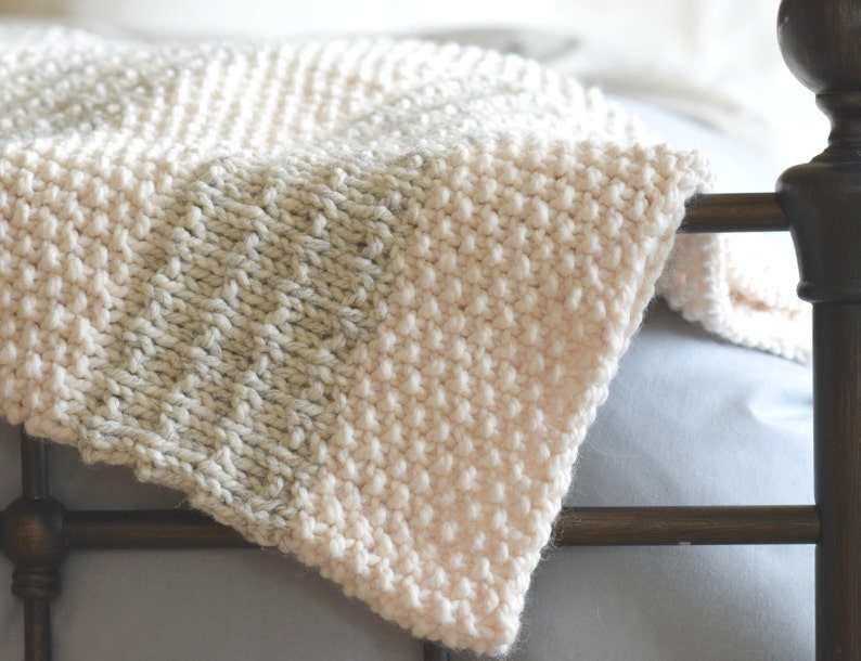 Easy Knit Blanket Pattern, Simple Throw Blanket Knitting Pattern, Modern Knit Blanket Pattern, Pretty Blanket Knitting Pattern image 1