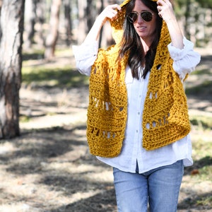 Hooded Scarf Crochet Pattern, Sun Kissed Hooded Wrap Crochet Pattern, Chunky Shawl Pattern, Shawl With Hood image 3