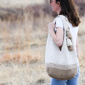 Mohave Slouchy Tote Bag Knitting Pattern, Knit Tote Pattern, Easy Big Knit Bag Pattern, Boho Bag, Summer Tote image 4