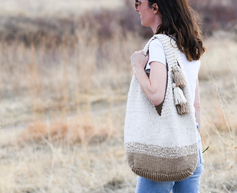 Mohave Slouchy Tote Bag Knitting Pattern, Knit Tote Pattern, Easy Big Knit Bag Pattern, Boho Bag, Summer Tote image 4