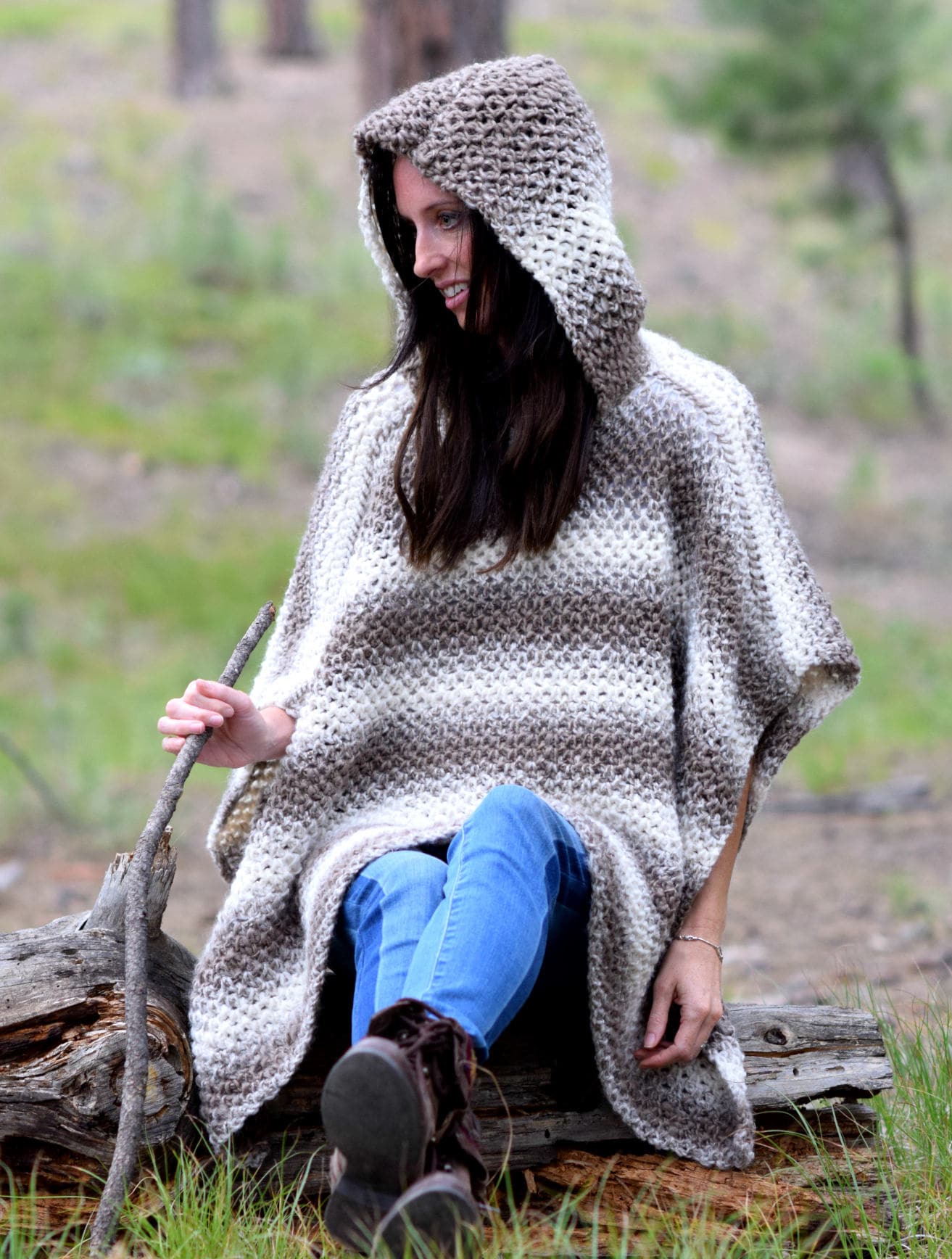 Hooded poncho cheap with sleeves