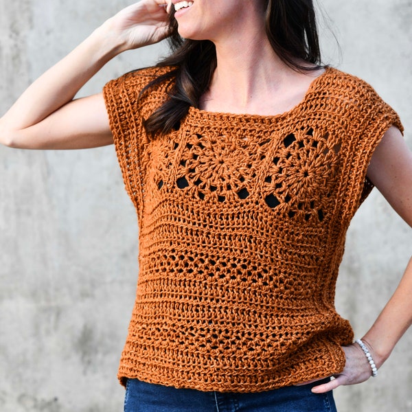 Boho Top Crochet Pattern, Simple Crochet Sleeveless Top Pattern, Summer Crochet Top pattern, Crop Top Crochet Pattern, Easy Crochet Shirt