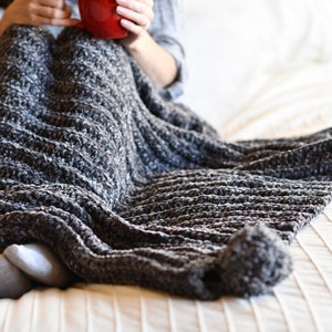 Knit Look Crocheted Throw Blanket Pattern, Velvet Crochet Blanket Pattern, Beginner Afghan Pattern, Easy Afghan Pattern, Ribbed Blanket image 5
