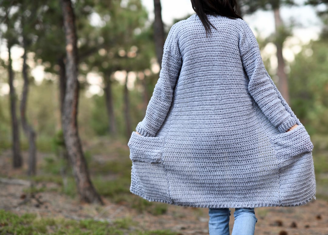 Long Crocheted Cardigan, Autumn Duster Cardigan Crochet Pattern, Easy Crocheted Sweater Pattern, Cozy Sweater Crochet Pattern