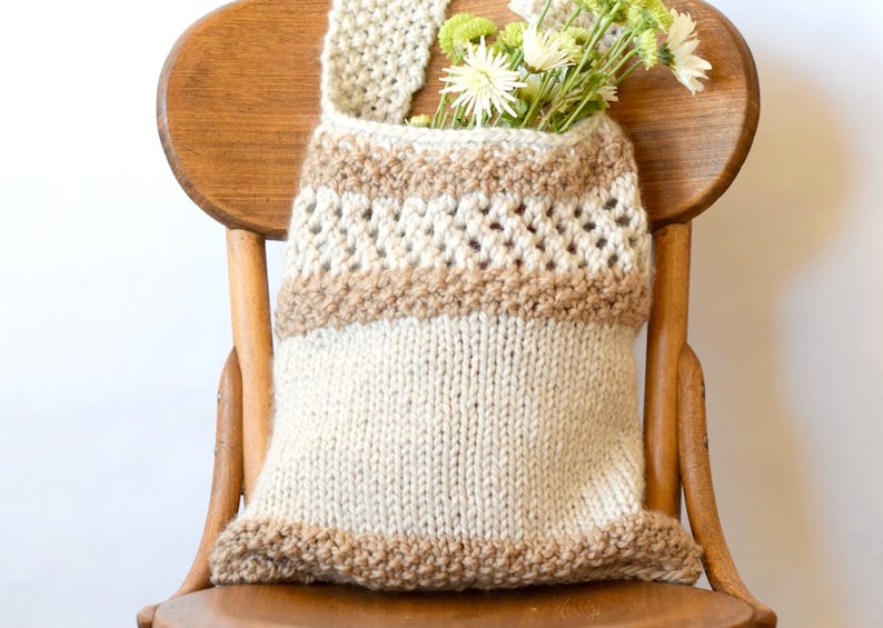 Knitting Pattern Market Bag, Easy Knit Tote, Farmers Market Bag Pattern, Knit Bag, Easy Knitting Pattern Tote, Beginner Knitting Pattern image 1