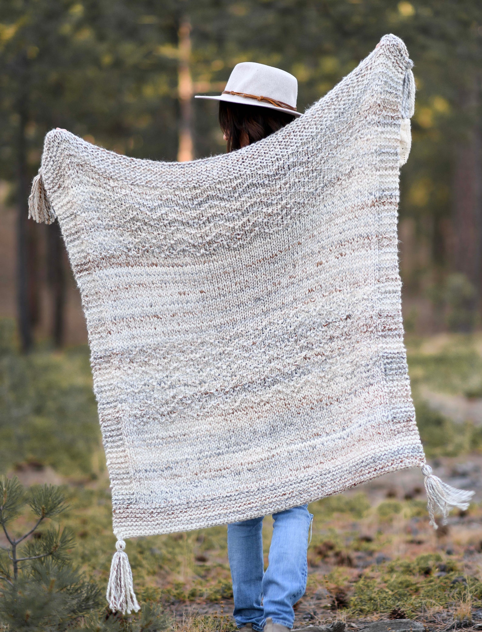 Modern Knit Blanket Pattern, Modern Mountain Throw, Textured Blanket