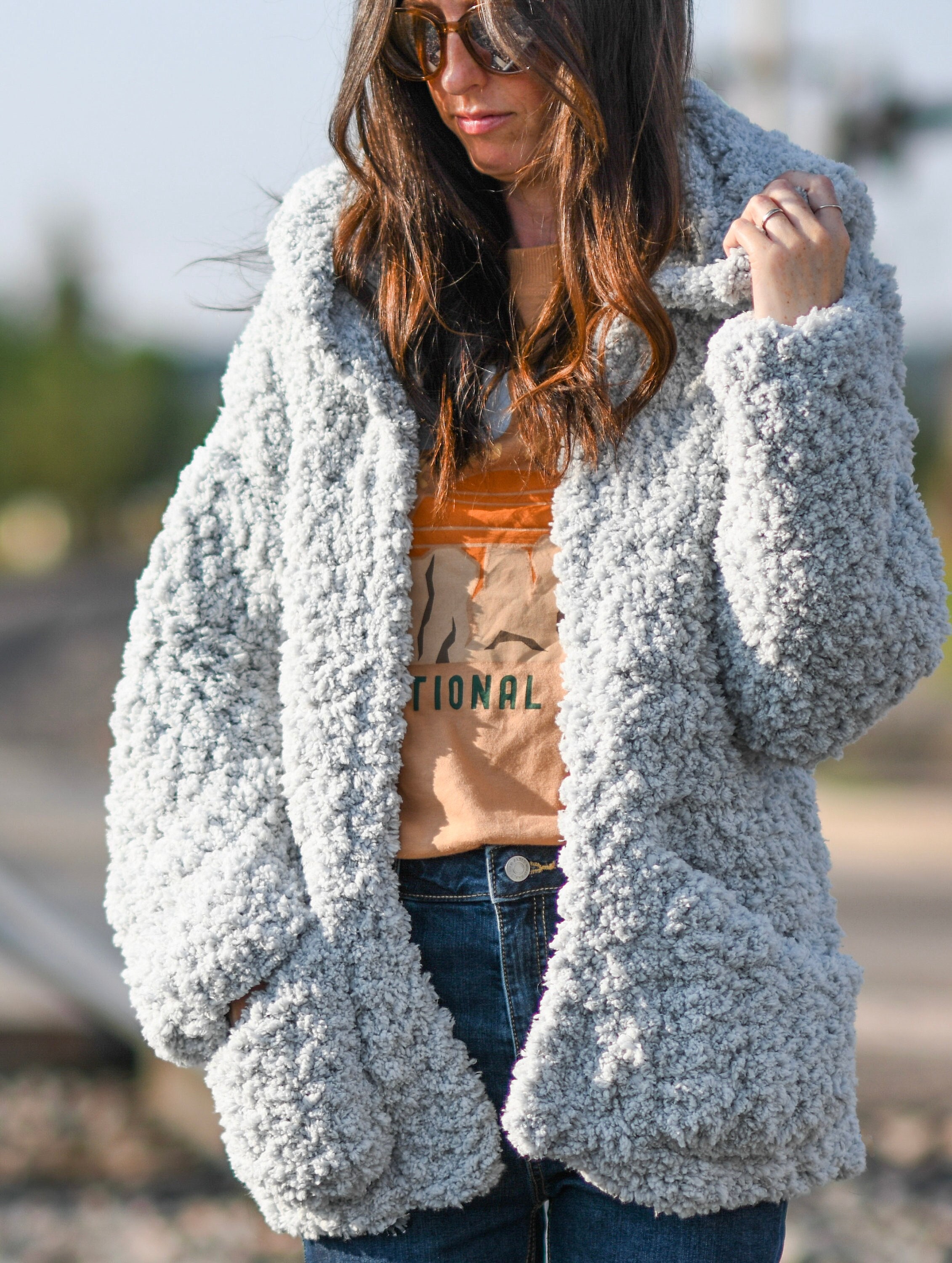 Women Fluffy Teddy Bear Fleece Coat Collared Zip Jacket Outwear