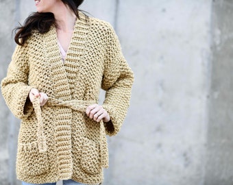 Sweater-Coat Crochet Pattern, Easy Cardigan Crochet Pattern, Chunky Crochet Sweater Pattern, Easy Crochet Pattern