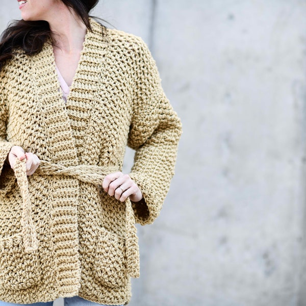 Sweater-Coat Crochet Pattern, Easy Cardigan Crochet Pattern, Chunky Crochet Sweater Pattern, Easy Crochet Pattern