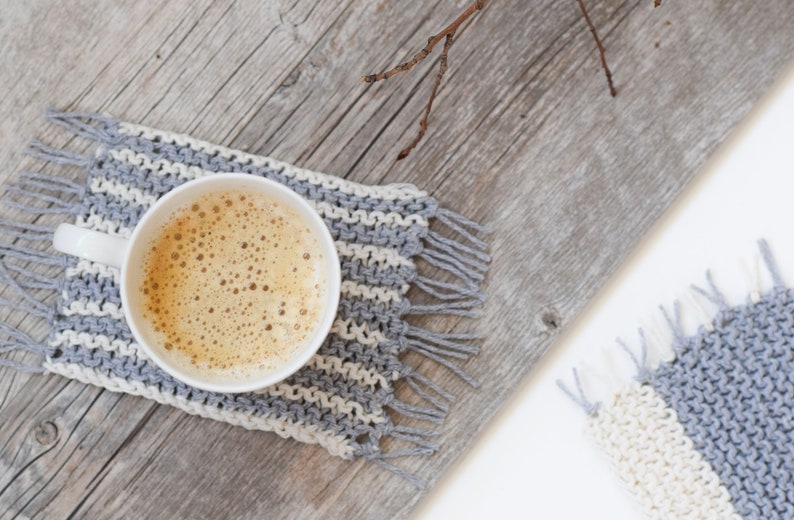 Knit Mug Rug Pattern, Knit Coasters Pattern, Beginner Coasters Knitting Pattern, Easy Coasters Knitting Pattern image 2