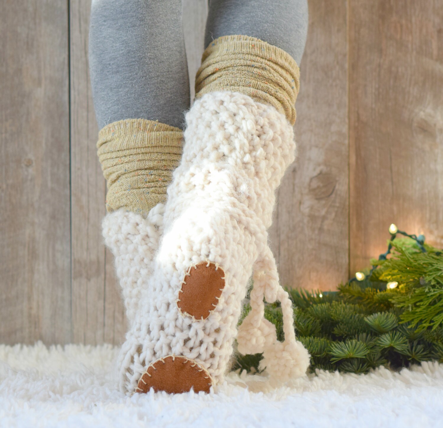 Knit Slipper Boots Etsy