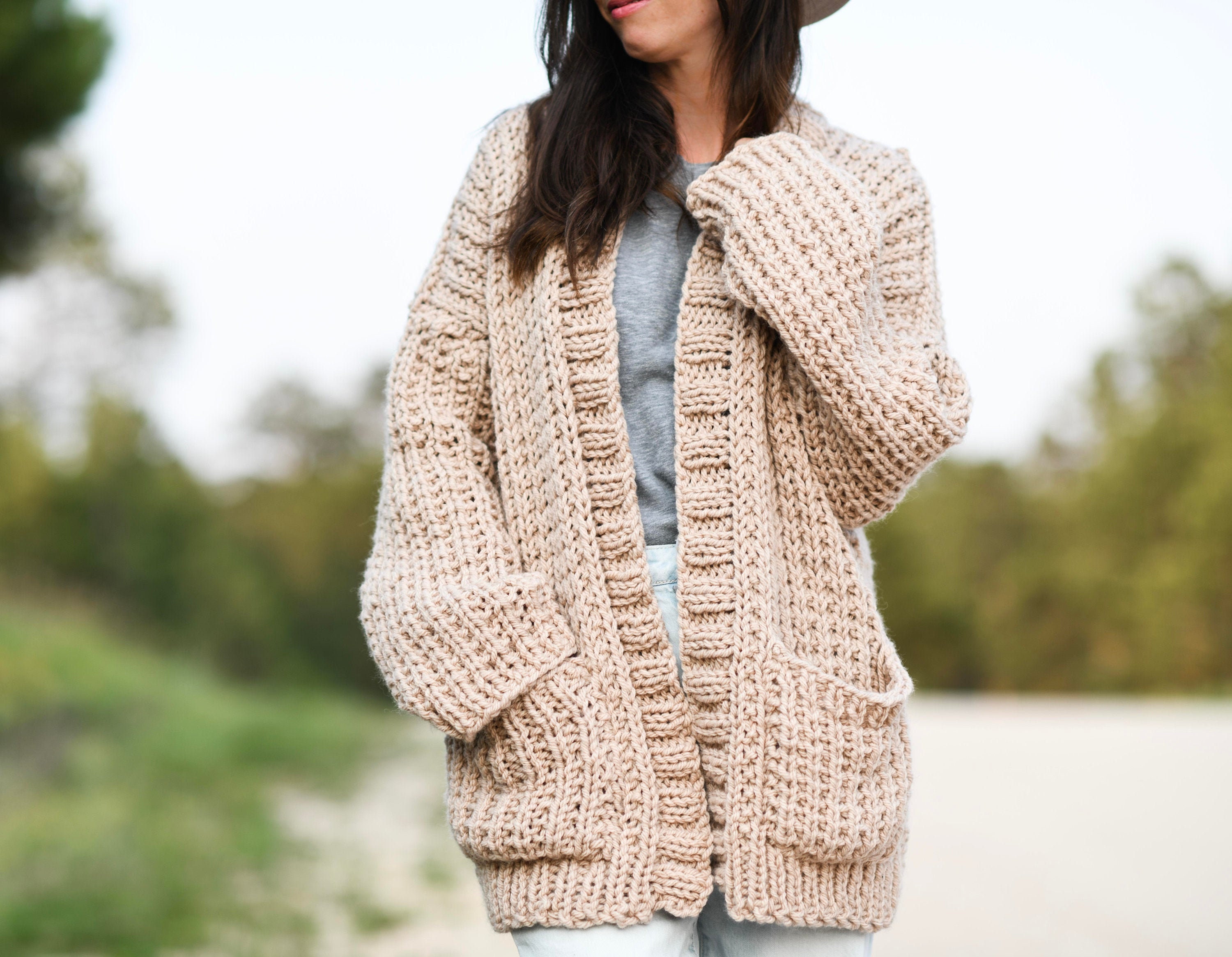 My Big Comfy Ribbed Cardi Knitting Pattern, Easy Knit Sweater