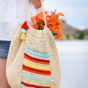 Summer Crochet Tote Pattern, Hobo Bag Pattern, Big Bag Crochet Pattern, Large Market Tote Pattern, Caribe Summer Bag Pattern, Easy Bag, image 1