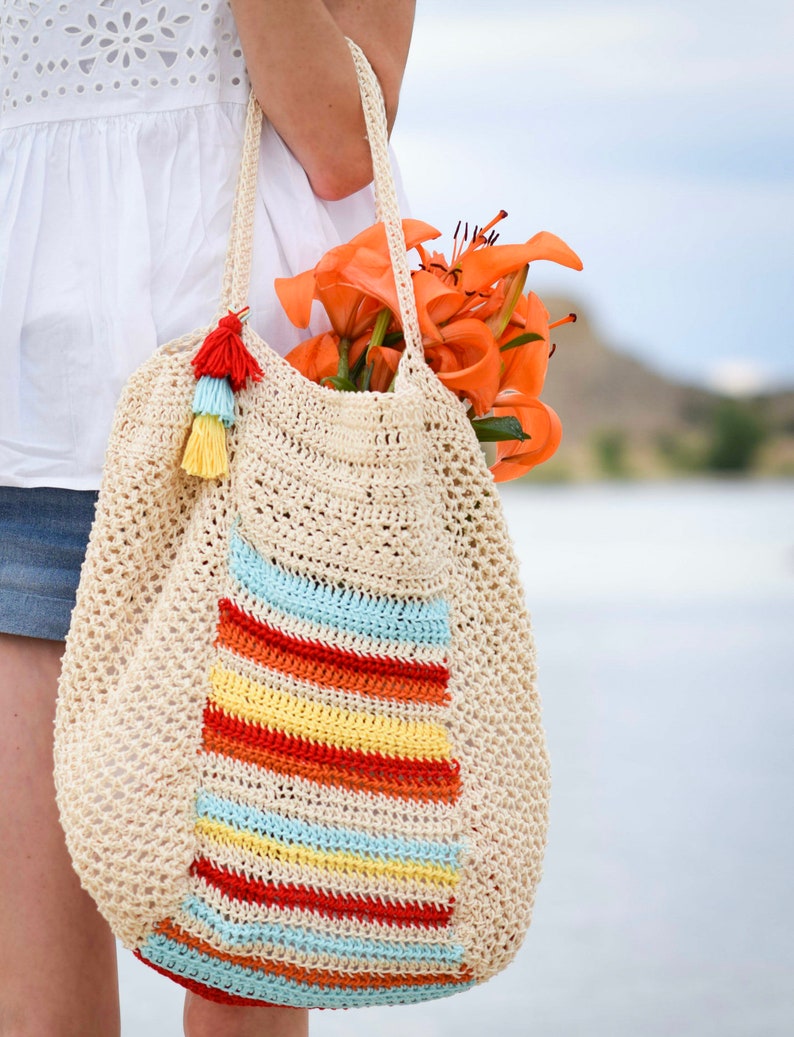 Summer Crochet Tote Pattern, Hobo Bag Pattern, Big Bag Crochet Pattern, Large Market Tote Pattern, Caribe Summer Bag Pattern, Easy Bag, image 1