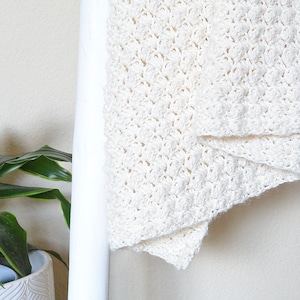 Cotton Crochet Blanket Pattern, Cottage Chic Blanket Pattern, Farm House Blanket, Cotton Baby Blanket Crochet Pattern, Easy Crochet image 1