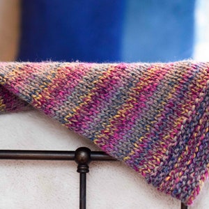 Timberland Tweed Throw Blanket Knitting Pattern, Beginner Blanket Knitting Pattern, Knit Blanket For Beginners, Colorful Knit Blanket, Easy