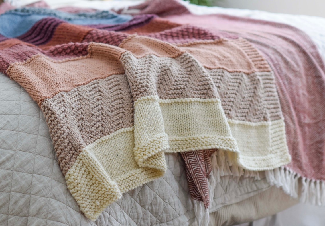 Sampler Striped Blanket Knitting Pattern Rocky Mountain Etsy