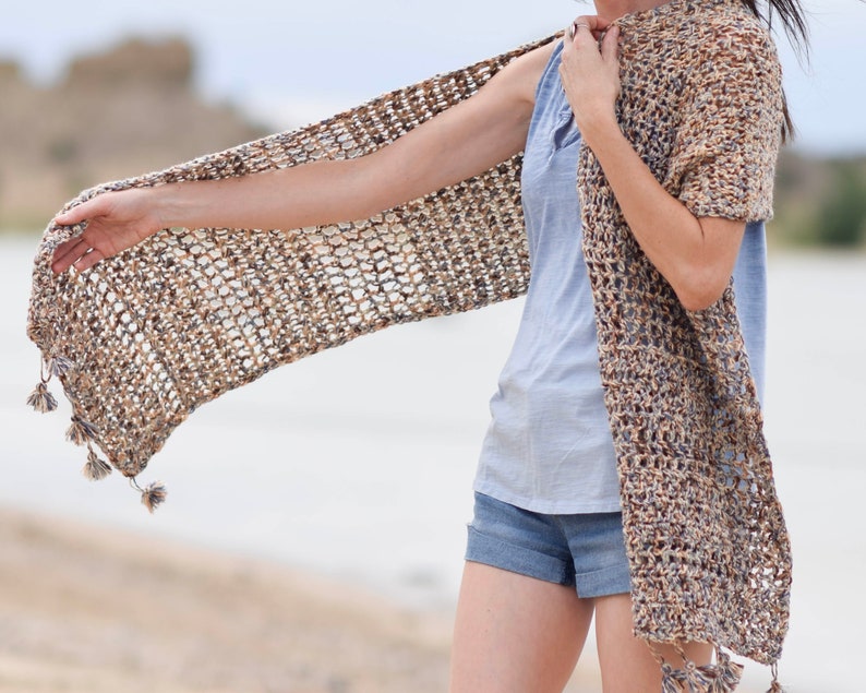 Wanders Crochet Wrap Pattern, Cotton Shawl Crochet Pattern, Easy Summer Wrap Crochet Pattern, Open Summer Wrap, Cover Up Pattern, Easy image 1