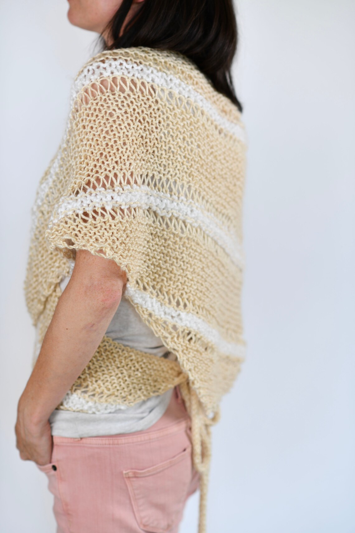 Triangle Wrap Top Knitting Pattern, Beginner Knit Shawl (PDF Pattern ...