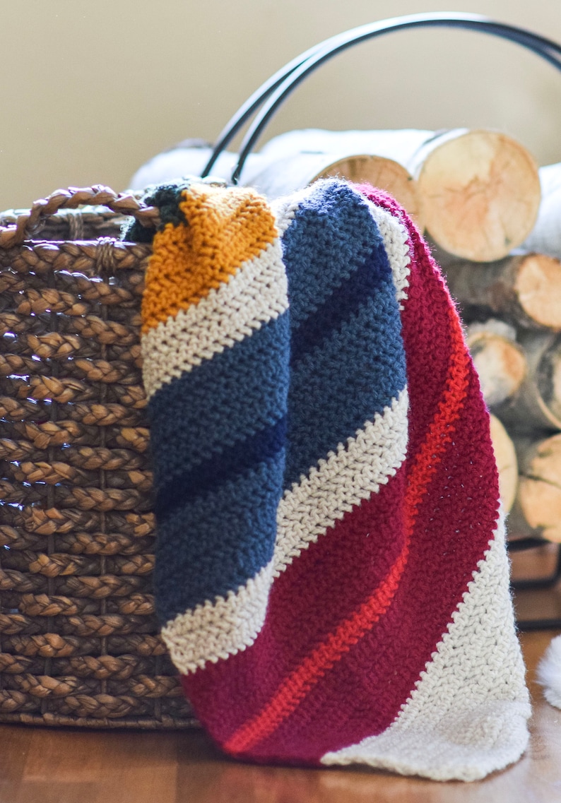 Easy Striped Crochet Blanket Pattern, Cabin Stripes Blanket Crochet Pattern, Rustic Crochet Throw Blanket, Hudson Bay Blanket Pattern