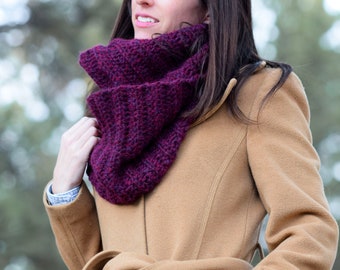 Easy Go To Cowl Crochet Pattern, Beau motif d'écharpe côtelée, Chunky Crocheted Cowl Pattern,