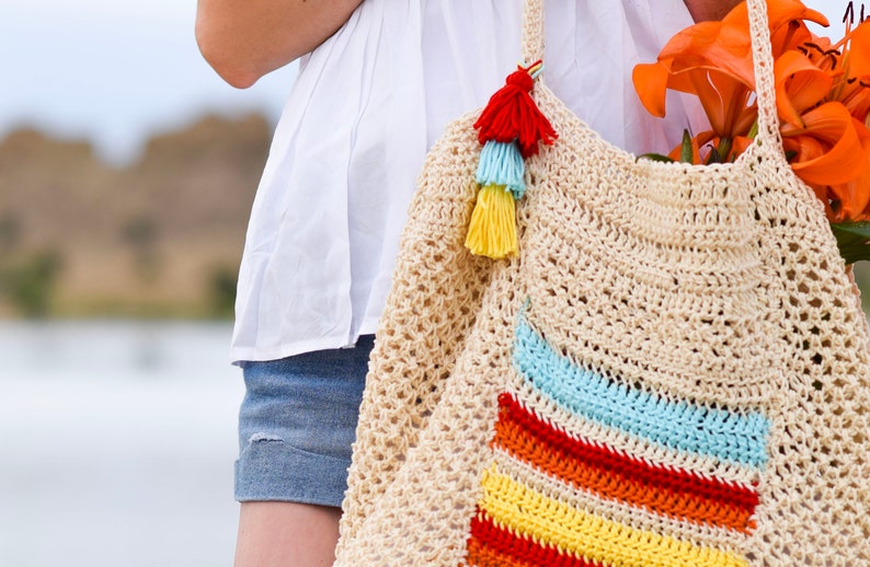 Summer Crochet Tote Pattern, Hobo Bag Pattern, Big Bag Crochet Pattern, Large Market Tote Pattern, Caribe Summer Bag Pattern, Easy Bag, image 3