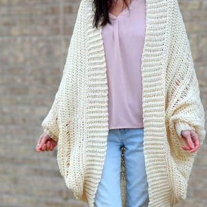 Easy Crocheted Cardigan Pattern, Beginner Crochet Shrug Pattern, Pretty ...