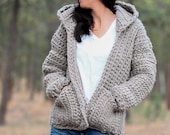 Alamosa Crochet Hoodie Pattern, Easy Crocheted Hoodie, Chunky Crochet Hoodie Cardigan Pattern, Beginner Hoodie
