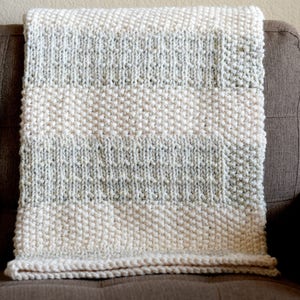 Easy Knit Blanket Pattern, Simple Throw Blanket Knitting Pattern, Modern Knit Blanket Pattern, Pretty Blanket Knitting Pattern image 3