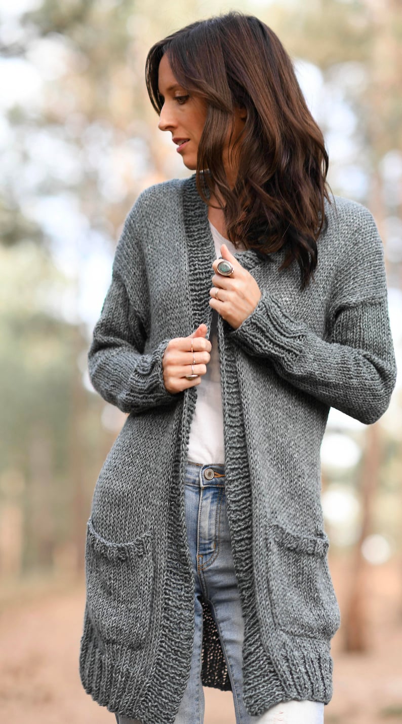 My Comfiest Cardigan Knitting Pattern, Easy Knitting Pattern Cardigan with Pockets, Long Sweater Knitting Pattern, Beginner Knit Sweater image 1