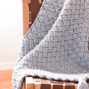 Diagonal Diamonds Basket Weave Crochet Throw Blanket Pattern, Basket Weave Crochet Blanket Pattern, Modern Basket-Weave Afghan image 2