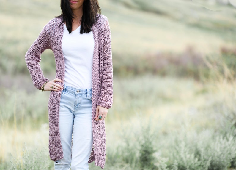 Verano Longline Cardigan Crochet Pattern, Long Sweater Crochet Pattern, Easy Light Cardigan Pattern, Pretty Crocheted Sweater image 1