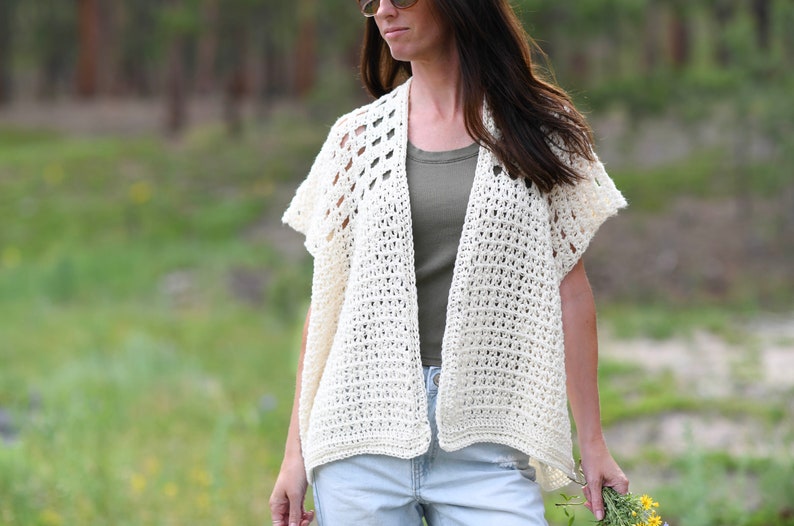 Summer Fun Cardi Crochet Pattern, Summer Cardigan Crochet Pattern, Easy Summer Kimono Pattern, Cotton Sweater image 2