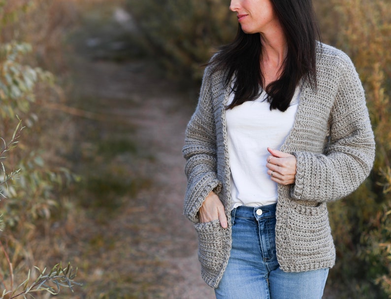 Easy Cardigan Crochet Pattern, My Boyfriend Cardigan Beginner Pattern, Oversized Cardigan Pattern, Simple Crochet Sweater Pattern, Pockets image 2