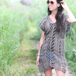 Madrid Tunic Crochet Pattern, Easy Crochet Pattern Cover-Up, Boho Modern Crochet Top Pattern, Cotton Crocheted Cover-Up, Pretty Top image 2