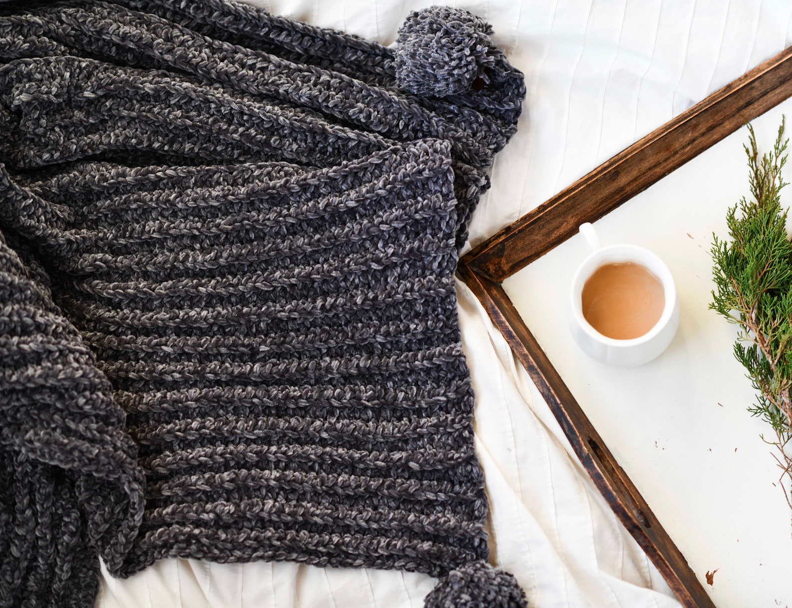 Knit Look Crocheted Throw Blanket Pattern Velvet Crochet Etsy