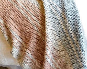 Equinox Blanket, Modern Striped Crochet Blanket Pattern, Beginner Crochet Blanket Pattern, Easy Blanket, Light Blanket, Baby, Lapghan