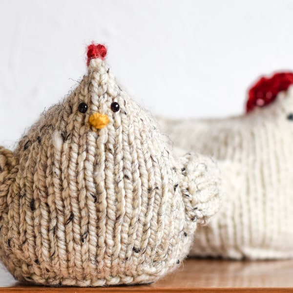 Huhn Strickmuster, Poppy das Huhn, Anfänger Strickmuster Huhn, Easy Knit Toy, Grobstrick Huhn