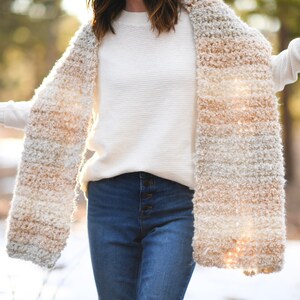 Juno Boucle Beginner Crochet Wrap Pattern, Easy Shawl Crochet Pattern, Chunky Shawl Crochet Pattern, Cream Shawl, Prayer Shawl, Modern Wrap image 2