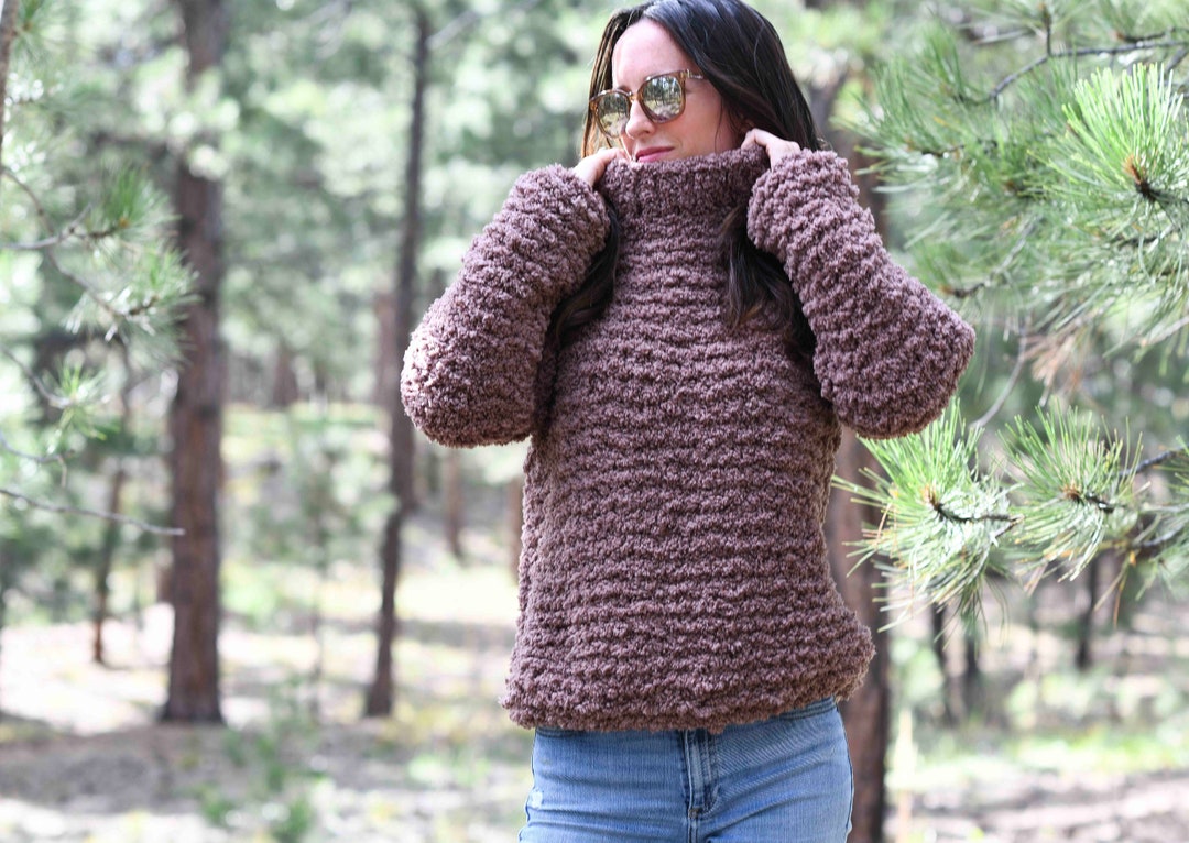 Cozy Sherpa Pullover Knitting Pattern, Easy Chunky Knit Sweater Pattern ...