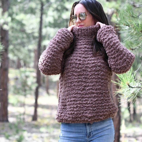 Cozy Sherpa Pullover Knitting Pattern, Easy Chunky Knit Sweater Pattern, Fleece Pullover Knitting Pattern, Beginner Sweater, Easy Sweater