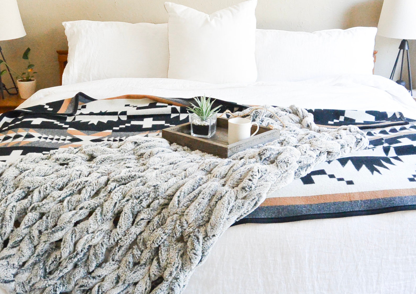 Arm Knit Chunky Blanket Pattern Knit Without Needles Fur Etsy