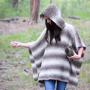 Crochet Pattern, Crocheted Poncho Pattern, Easy Crochet Poncho, Hoodie Crochet Pattern, Poncho with Hood, Beginner Crochet, Fall, Winter image 1