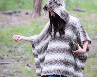 Crochet Pattern, Crocheted Poncho Pattern, Easy Crochet Poncho, Hoodie Crochet Pattern, Poncho with Hood, Beginner Crochet, Fall, Winter