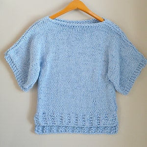Beginner Knit Sweater Pattern, Easy Short Sleeved Sweater Pattern, Women's Top Knitting Pattern, Easy Summer Knitting Pattern image 3