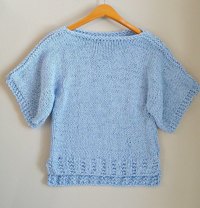 Beginner Knit Sweater Pattern, Easy Short Sleeved Sweater Pattern, Women's Top Knitting Pattern, Easy Summer Knitting Pattern image 3