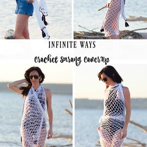 Crochet Pattern, Crocheted Cover-Up, Cover Up Pattern, White Crochet Pattern, Summer Crochet, Sarong, Wrap, Easy Sarong, Swimsuit Cover Up image 2