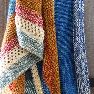 Scrap Knit Blanket Pattern, Scrappiest Happiest Blanket Knitting Pattern, Colorful Knit Blanket Pattern, Stash Buster Knitting Pattern
